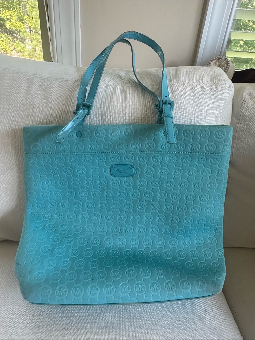Michael Kors Turquoise Teal Large Tote Shoulder Bag